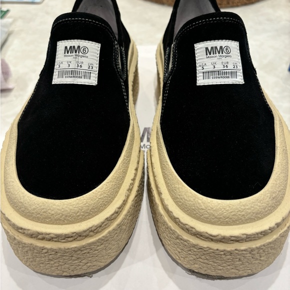 WOMEN'S MM6 MAISON MARGIELA SLIP ON PLATFORM SNEAKERS SIZE 6 BLACK *WORN ONCE* - Picture 2 of 10